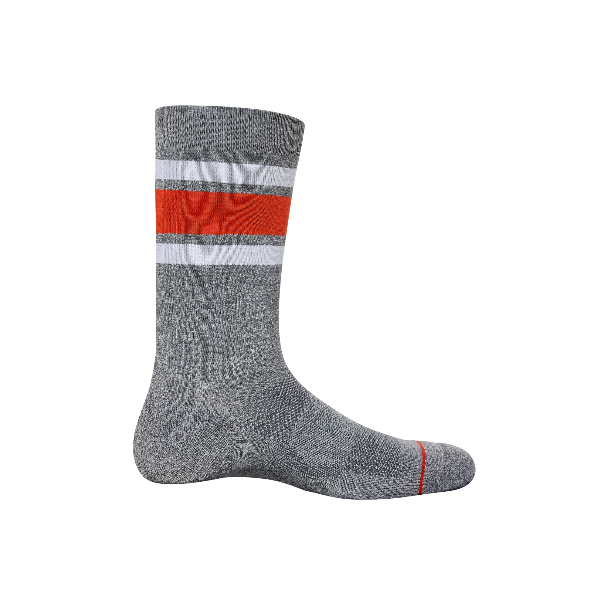 Back of Whole Package Crew Sock in Athletic Stripe- Grey