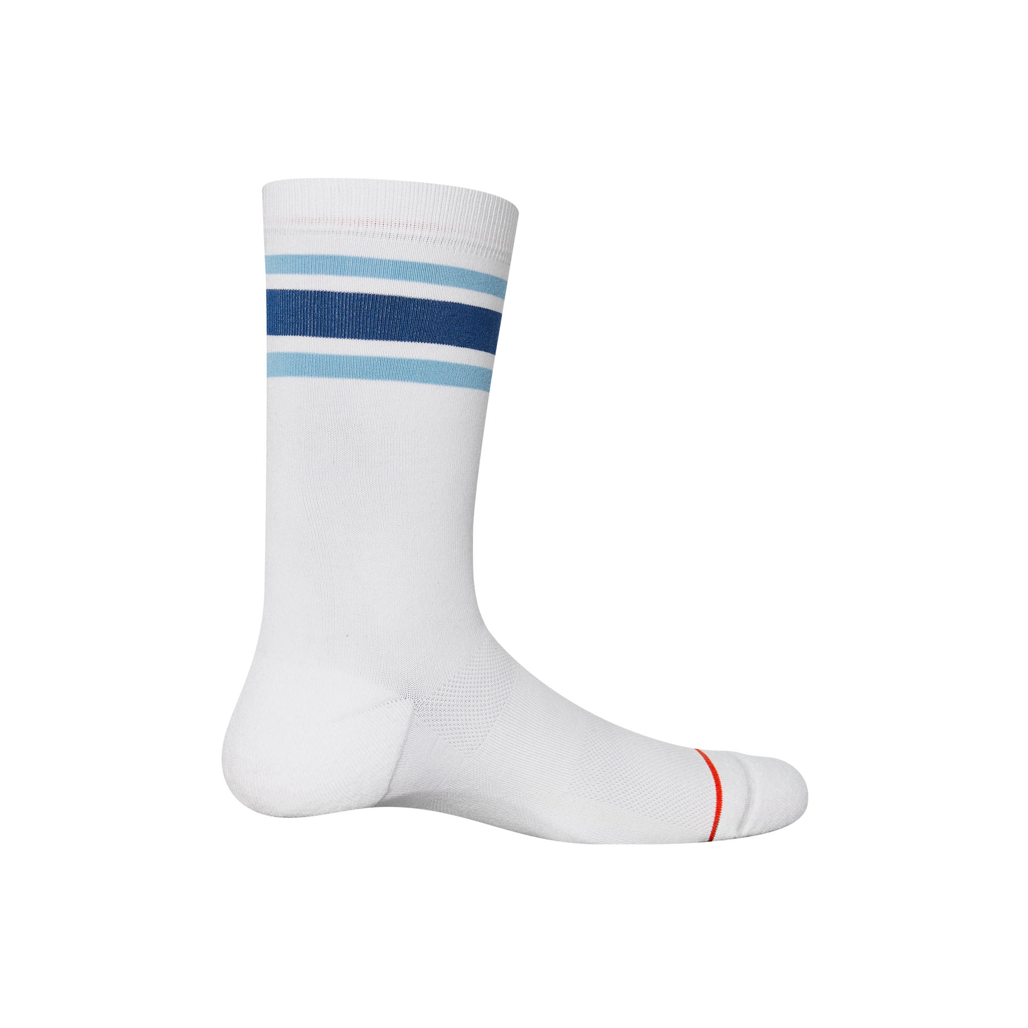 Back of Whole Package Crew Sock in Athletic Stripe- White