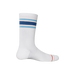 Back of Whole Package Crew Sock in Athletic Stripe- White