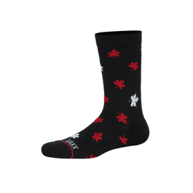 Front of Whole Package Crew Sock in Maple Leaf- Black