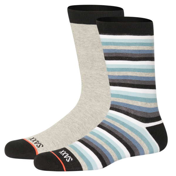 Front of Everyday Crew Sock 2 Pack in Grey/Pop Stripe