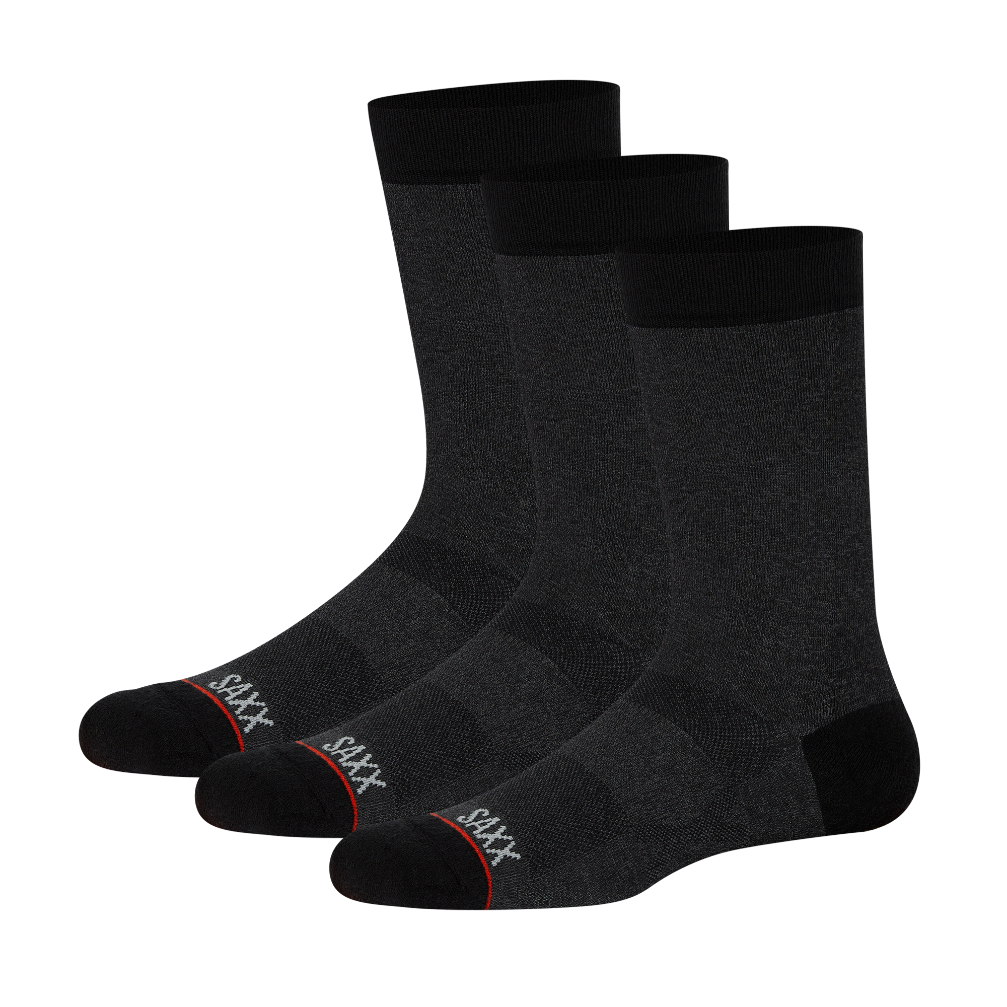 Back of Whole Package Crew Sock 3-Pack in Black Heather