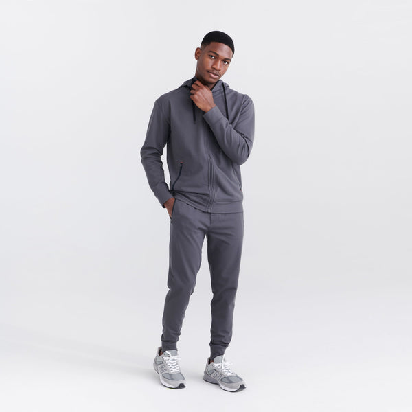 Front - Model wearing Trailzer Pant in Graphite