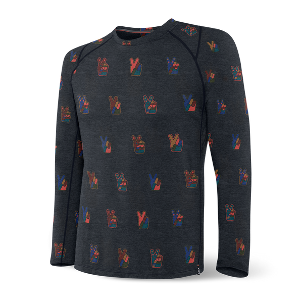 Front of Roast Master Long Sleeve Crew Baselayer in Eco Peace- Navy