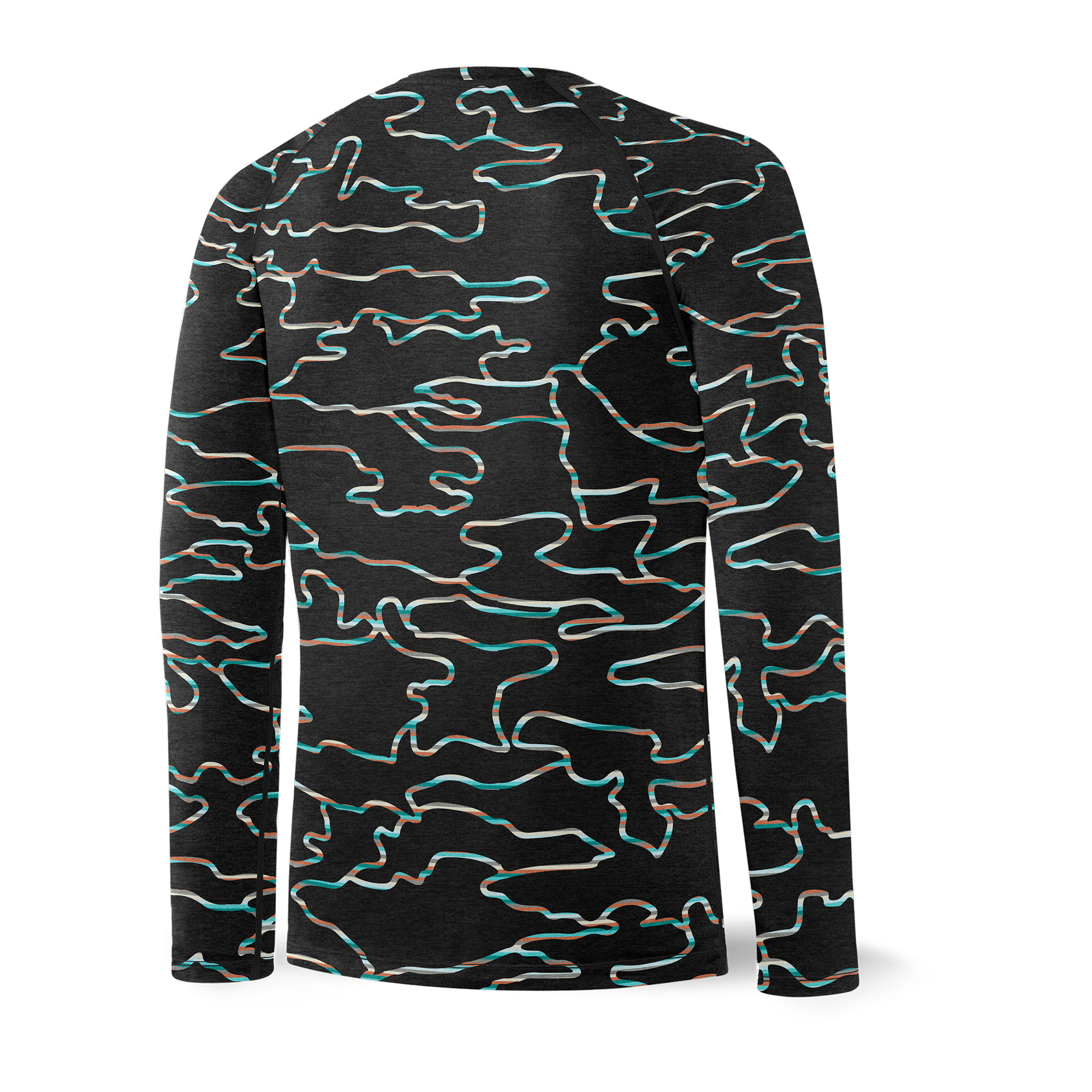 Back of Roast Master Long Sleeve Crew Baselayer in Get Out Camo- Fd Black