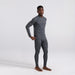 Front - Model wearing Quest Quick Dry Mesh Long Sleeve Crew Baselayer in Box Design- Grey