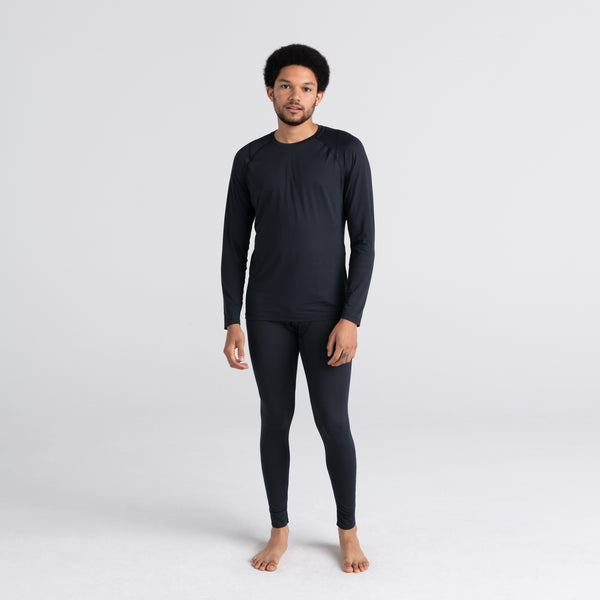 Front - Model wearing Quest Baselayer Long Sleeve Crew in Black