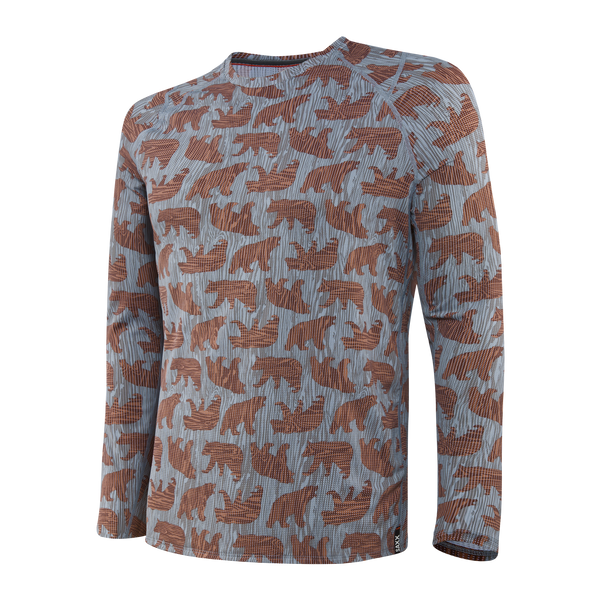 Front of Quest Baselayer Long Sleeve Crew in Grey Grizzly Grain