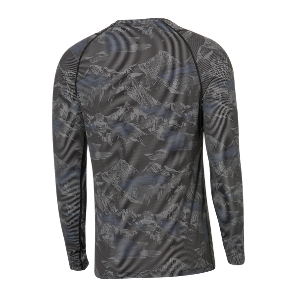 Back of Quest Baselayer Long Sleeve Crew in Navy Mountainscape