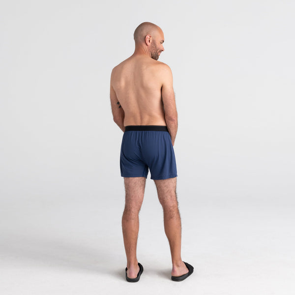 Back - Model wearing Quest Loose Boxer Fly in Midnight Blue II