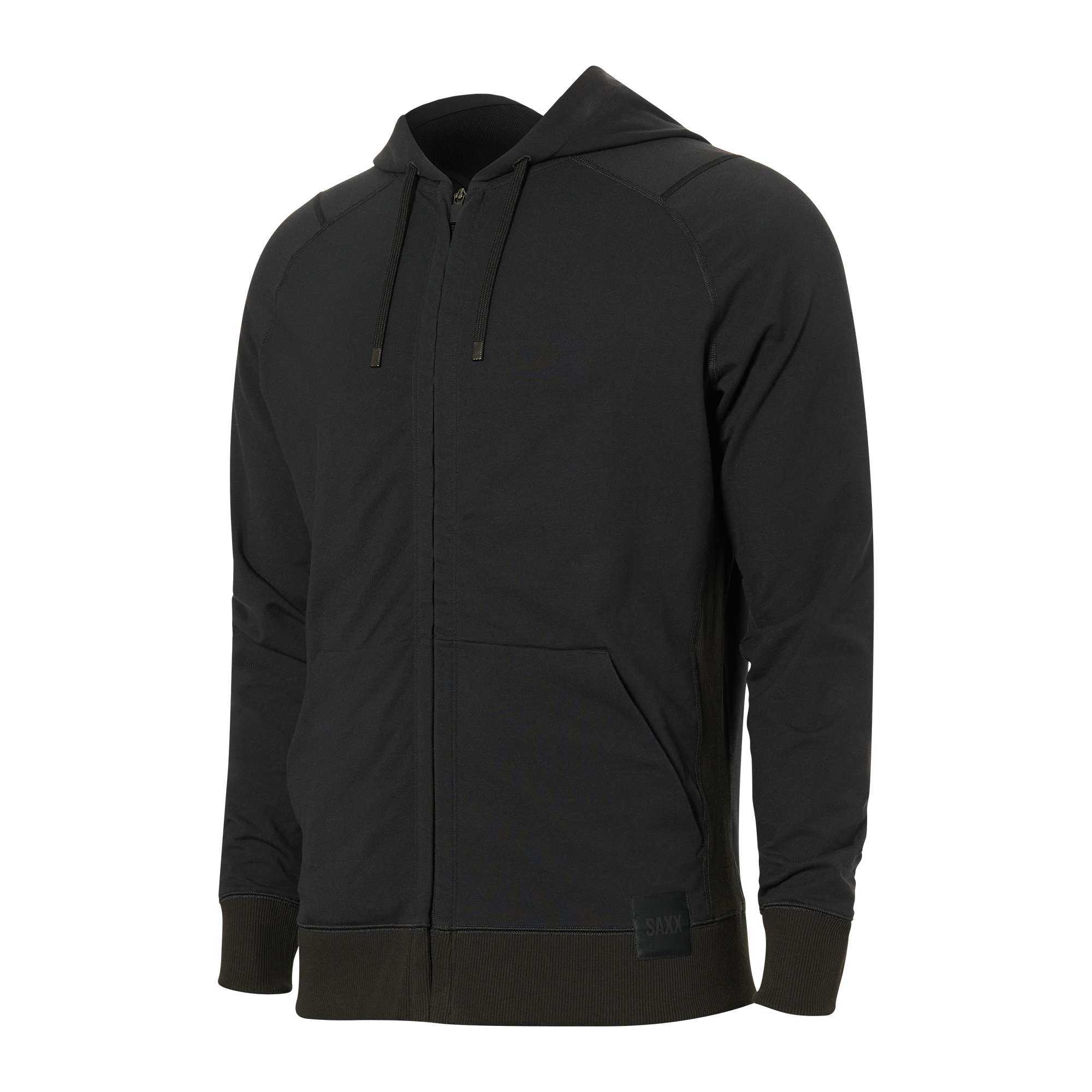 Front of Down Time Lounge Full Zip Hoodie in Black