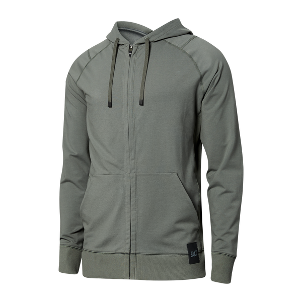 Front of Down Time Full Zip Hoodie Lounge in Cargo Grey