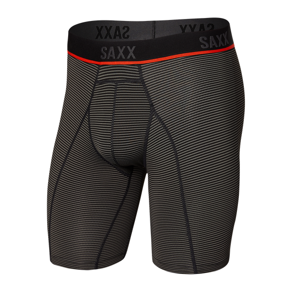 Front of Kinetic HD Long Leg in Grey Mini Stripe