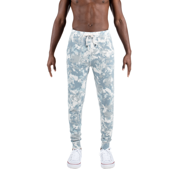 Front - Model wearing 3Six Five Pant Lounge in Smokey Tie Dye- Grey
