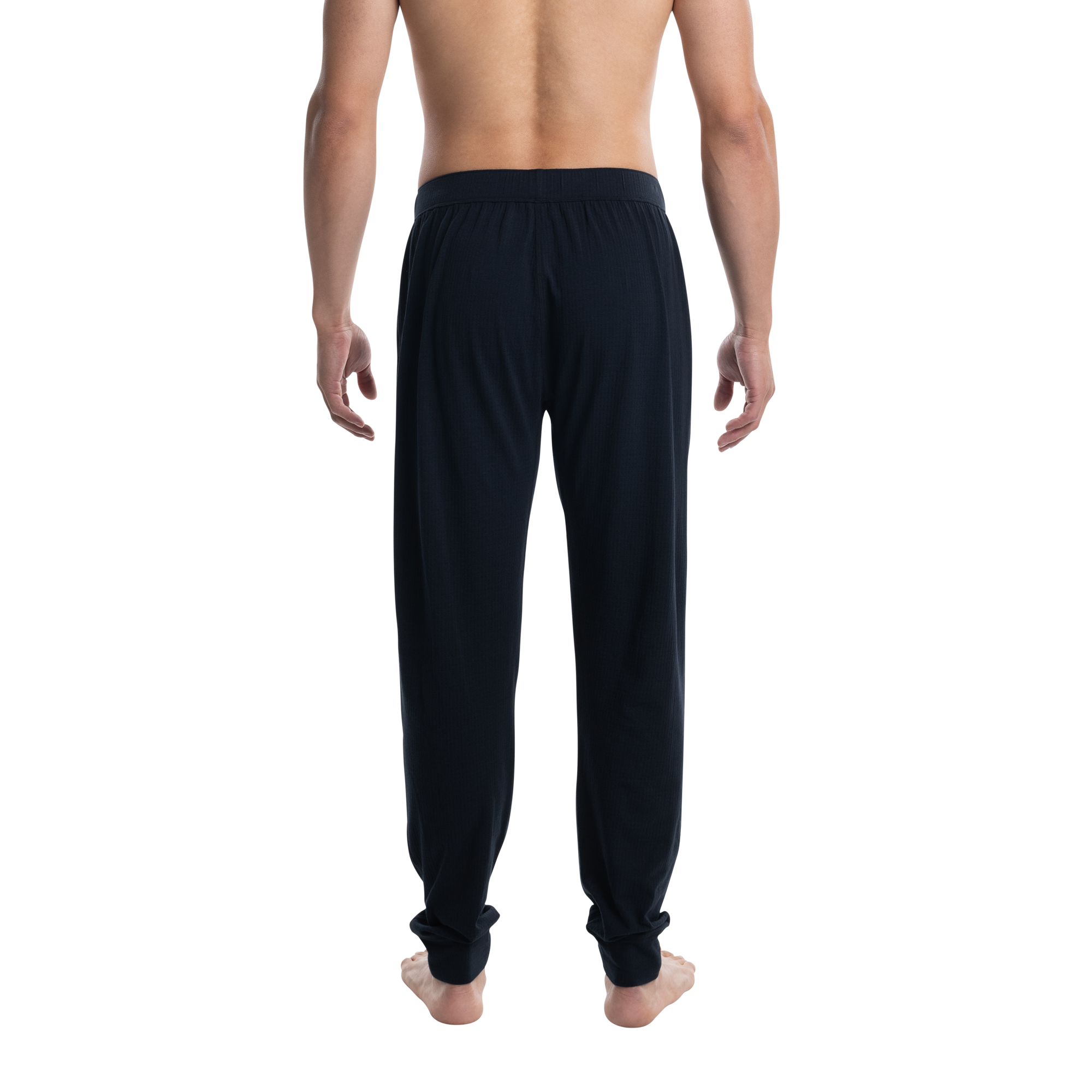 Back - Model wearing Droptemp Cooling Sleep Pant Fly in Black