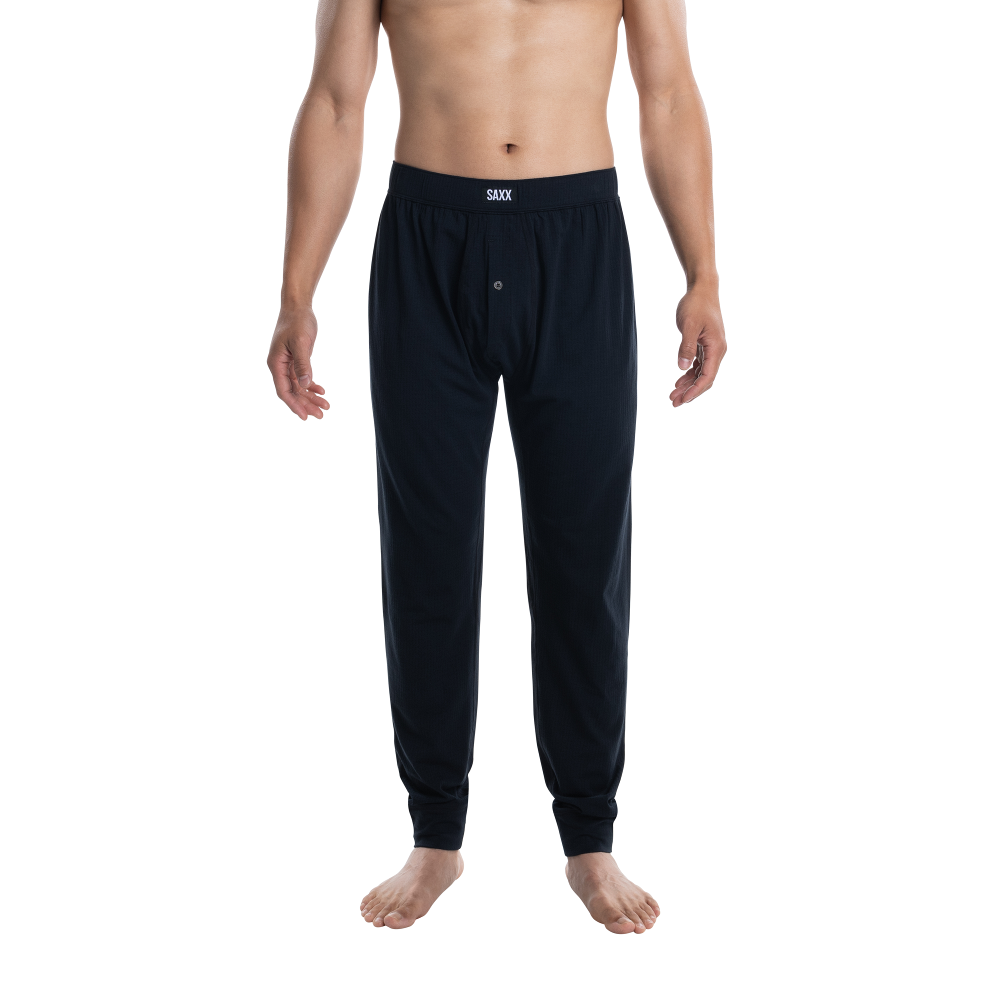 Front - Model wearing Droptemp Cooling Sleep Pant Fly in Black