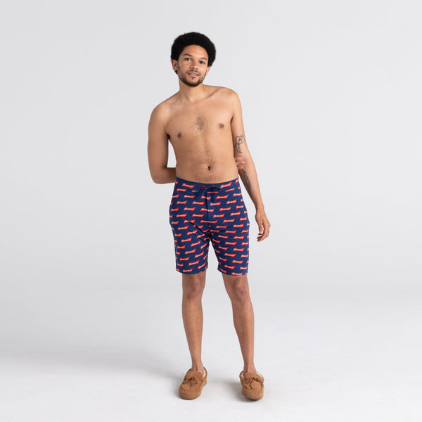 Front - Model wearing Snooze Short in Handcrafted- Navy