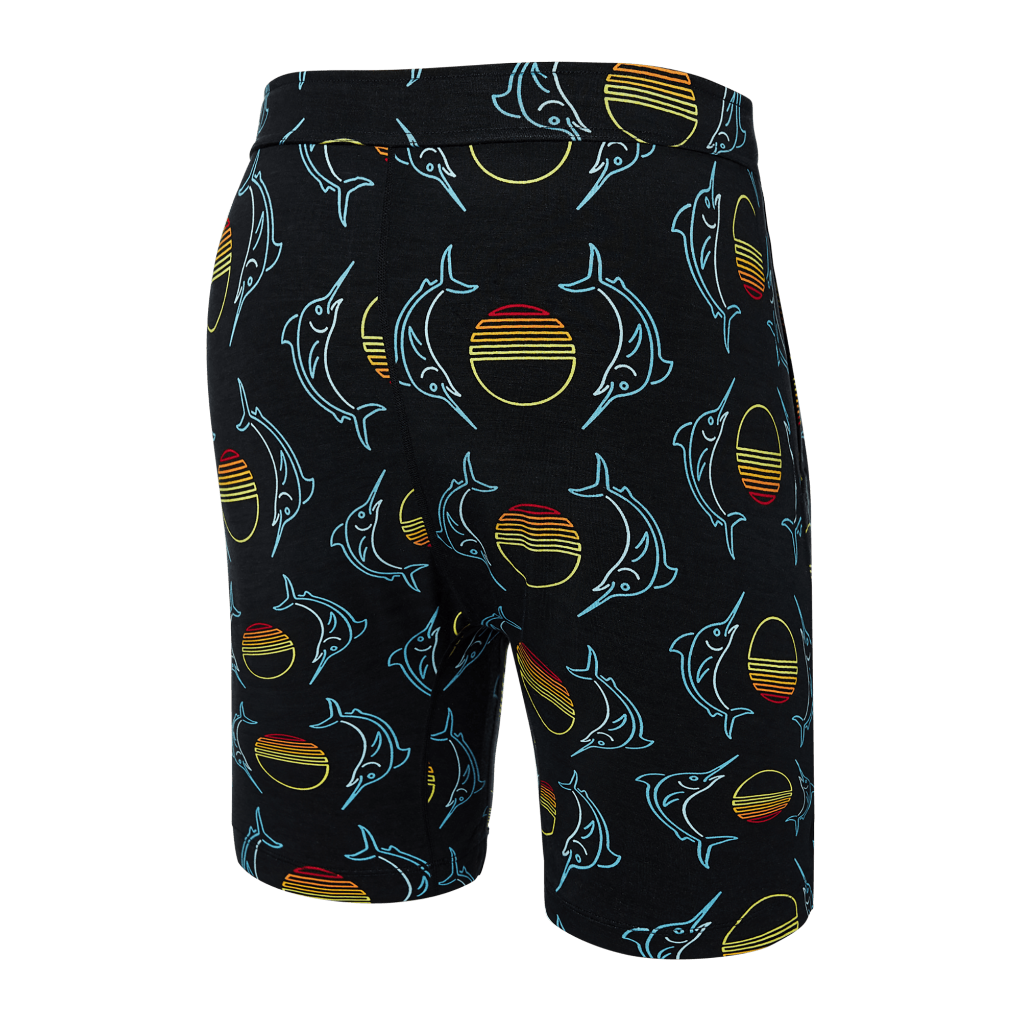 Back of Snooze Sleep Short in Sunset Crest- Black