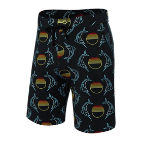 Front of Snooze Sleep Short in Sunset Crest- Black