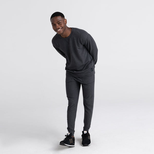 Front - Model wearing 3Six Five Lounge Pant in Black Heather
