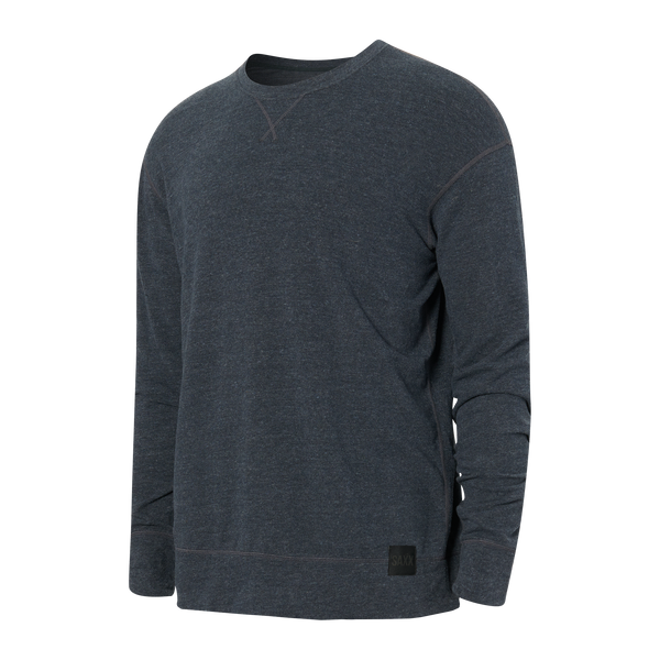 Front of 3Six Five Lounge Long Sleeve Crew in Ink Heather