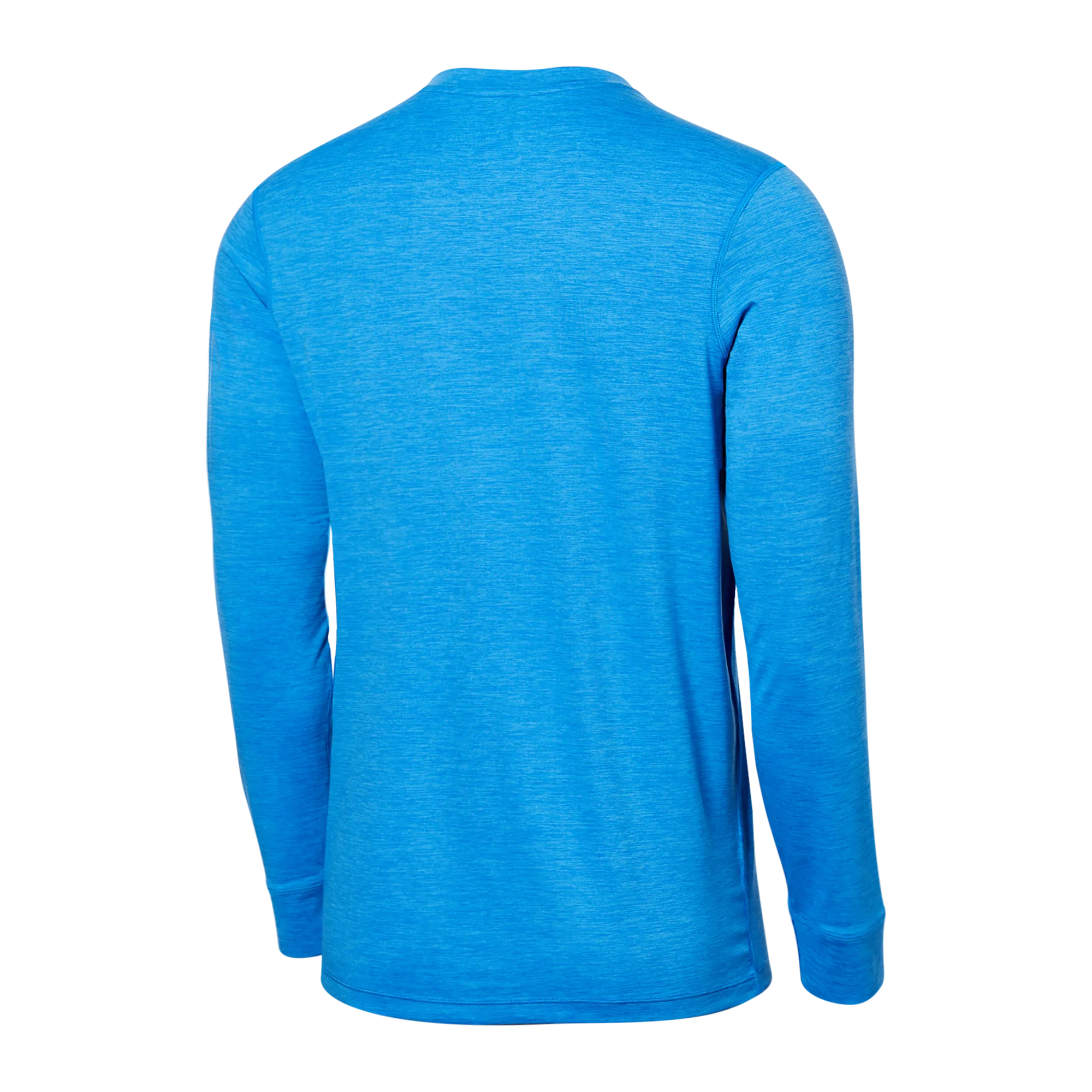 Back of Droptemp All Day Cooling Long Sleeve Crew in Racer Blue Heather
