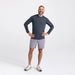 Front - Model wearing Droptemp All Day Cooling Long Sleeve Crew in Turbulence Heather