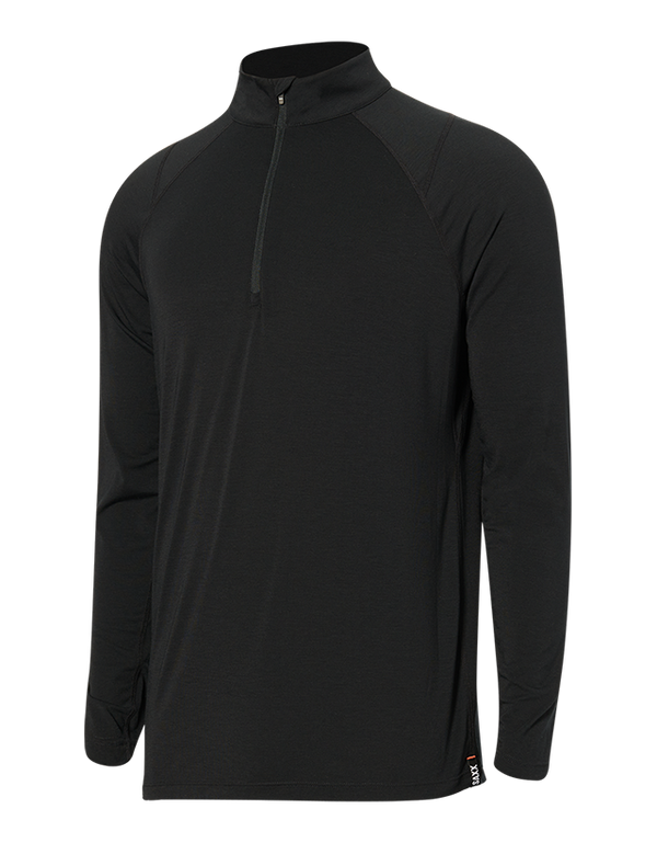 Front of Roast Master Long Sleeve 1/2 Zip Baselayer in Black