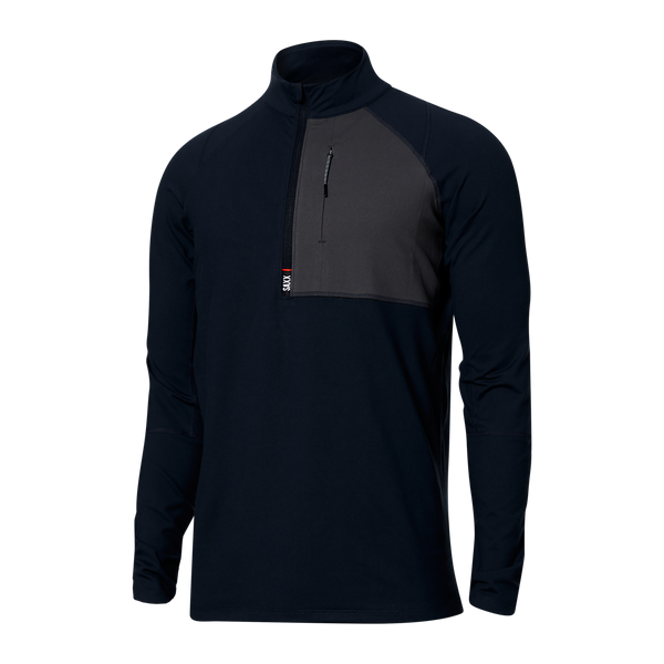 Front of Roast Master Long Sleeve 1/2 Zip Baselayer in Dark Ink/Graphite