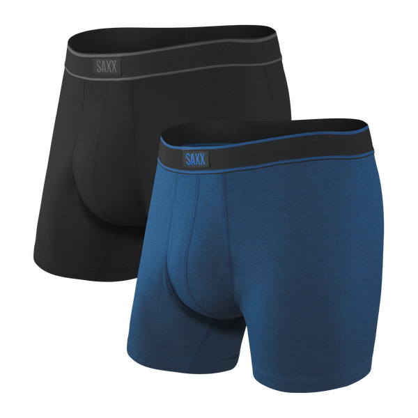 Daytripper Men's Boxer Brief 2-Pack - Black/Blue Heather | – SAXX Underwear