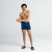Front - Model wearing Daytripper Boxer Brief Fly 2 Pack in Black/City Blue Heather