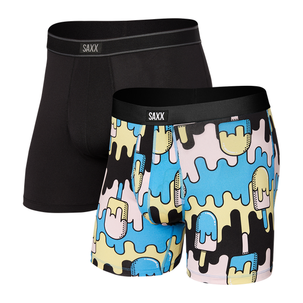 Front of Daytripper Boxer Brief Fly 2 Pack in Black Beast Mode