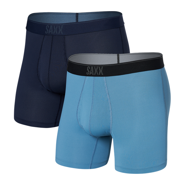 Front of Quest Quick Dry Mesh Boxer Brief Fly 2-Pack in Maritime/Slate