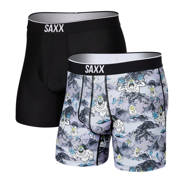 Back of Volt Breathable Mesh Boxer Brief 2-Pack in Abominable Snowman/Black