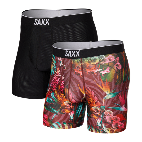 Front of Volt Boxer Brief 2 Pack in Tropix Deluxe/Black