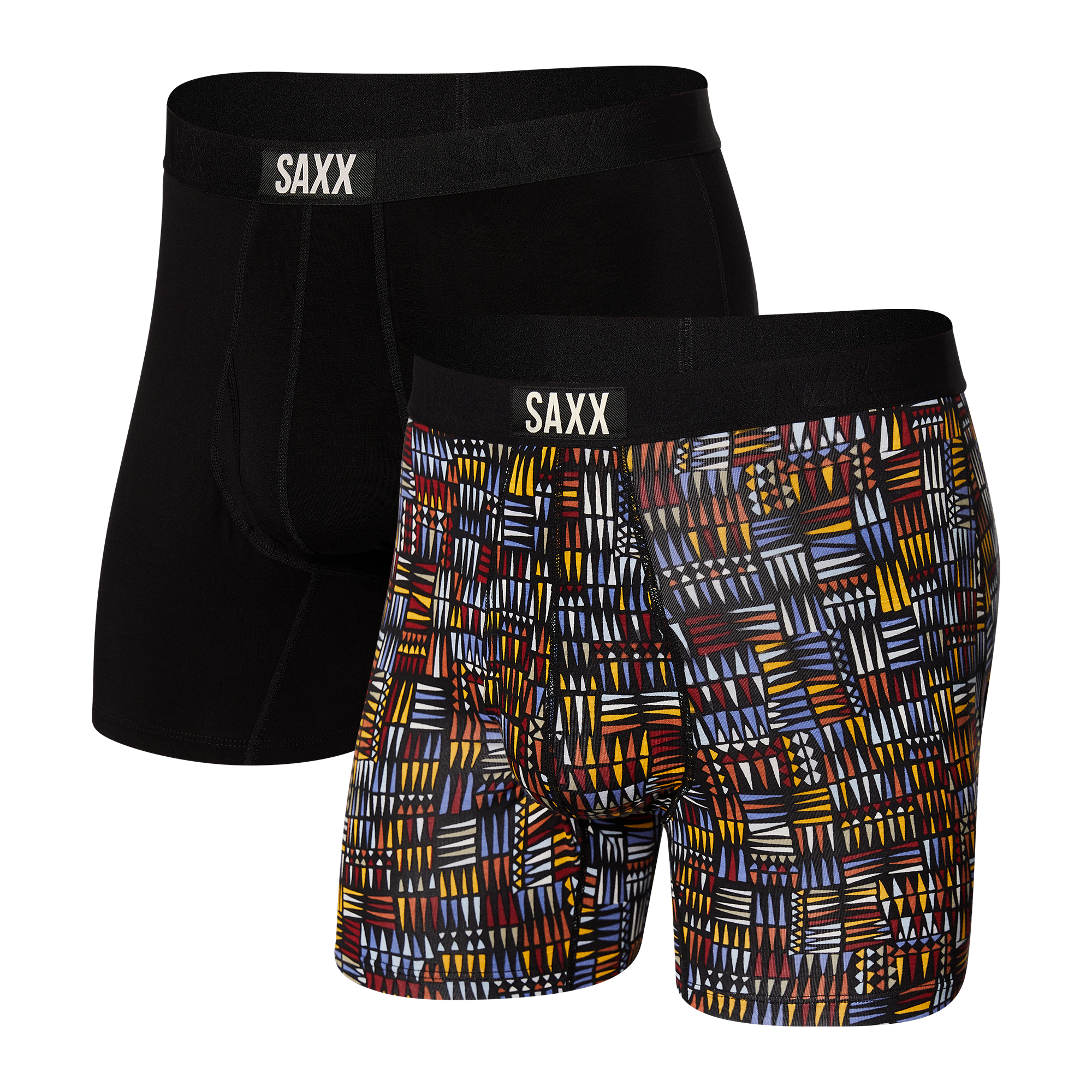 Front of Ultra Boxer Brief Fly 2 Pack in Black Digi Dna/Graphite