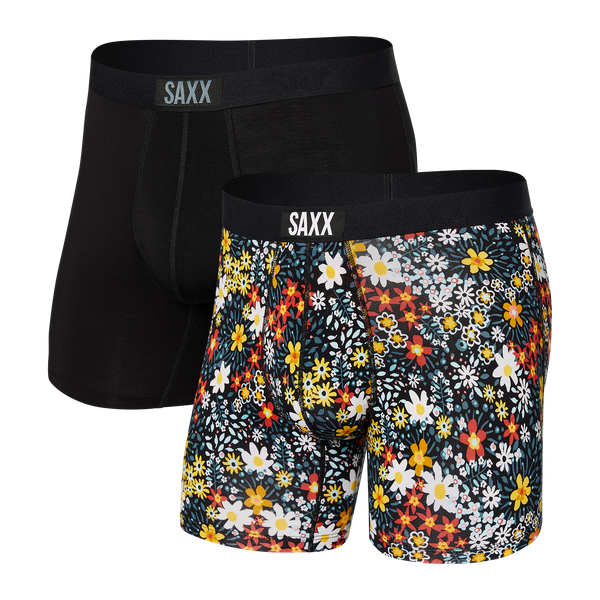 Front of Vibe Boxer Brief 2 Pack in Daisy Field/Black