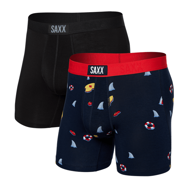 Front of Vibe 2-Pack Boxer Brief in Dangerous Waters/Black