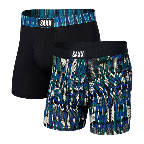 Back of Vibe Super Soft Boxer Brief 2-Pack in Modern Fairisle/Black Geo