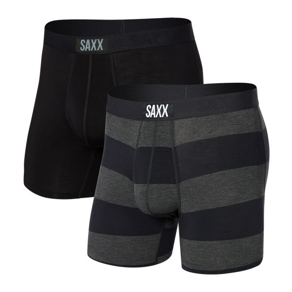 Front of Vibe Super Soft Boxer Brief 2-Pack in Graphite Ombre Rugby/Black
