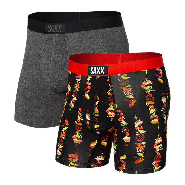 Front of Vibe Boxer Brief 2 Pack in Stacked/Graphite Heather
