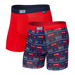 Front of Vibe Boxer Brief 2 Pack in Starry Stripe/Premium Red