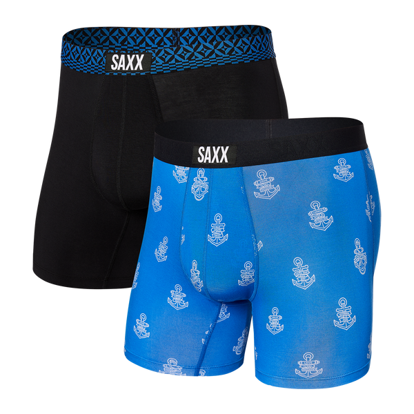 Front of Vibe Boxer Brief 2 Pack in Vitamin Sea/Blk Remix Geo