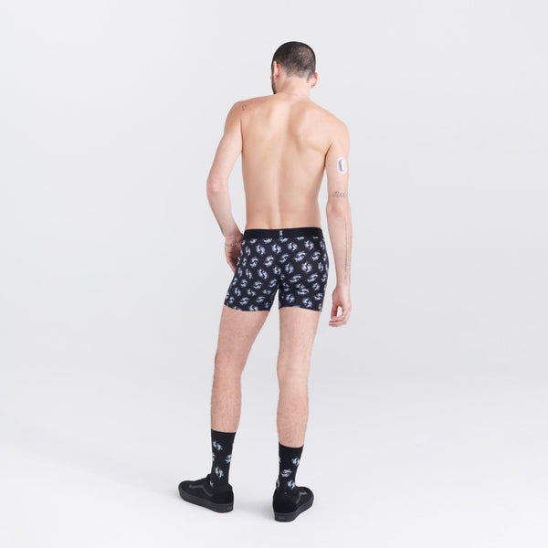 Back - Model wearing Droptemp Cooling Cotton Boxer Brief Fly 2-Pack in Angler Wrangler/Dark Grey Heather
