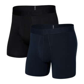 Front of Droptemp Cooling Cotton Boxer Brief Fly 2-Pack in Dark Ink/Black