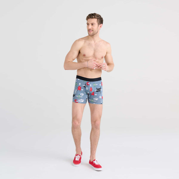 Front - Model wearing DropTemp Cooling Cotton 2-Pack Boxer Brief in Smokin