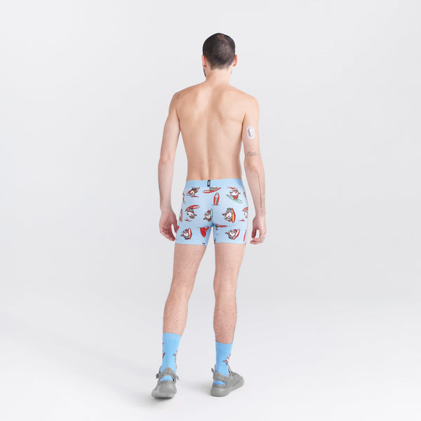 Back - Model wearing Droptemp Cooling Cotton Boxer Brief Fly 2-Pack in Surf