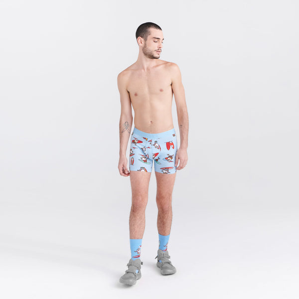 Front - Model wearing Droptemp Cooling Cotton Boxer Brief Fly 2-Pack in Surf