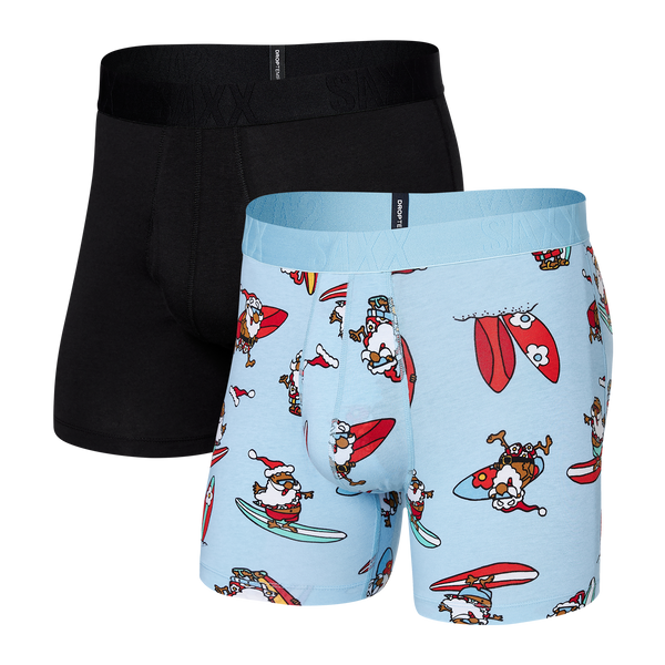Front of Droptemp Cooling Cotton Boxer Brief Fly 2-Pack in Surf'S Up/Black