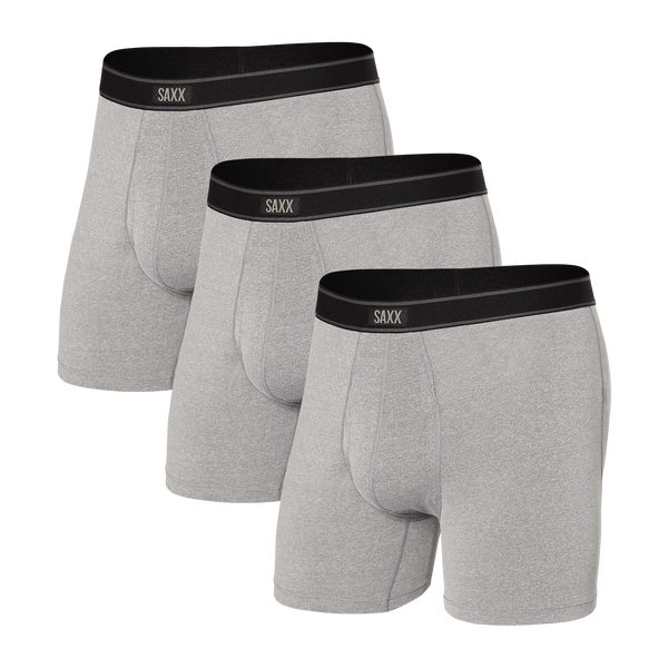 Front of Daytripper Boxer Brief Fly 3 Pack in Grey Heather
